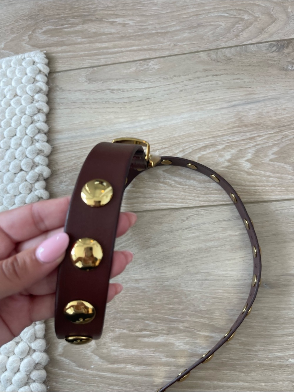 Madewell Brown Gold Studded Belt - Picture 4 of 6